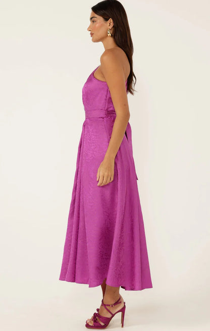 Sacha Drake Orleans One Shoulder Midi Dress in Magenta COMING SOON