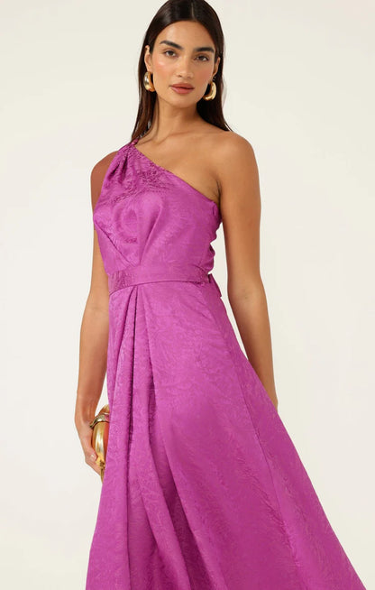 Sacha Drake Orleans One Shoulder Midi Dress in Magenta COMING SOON