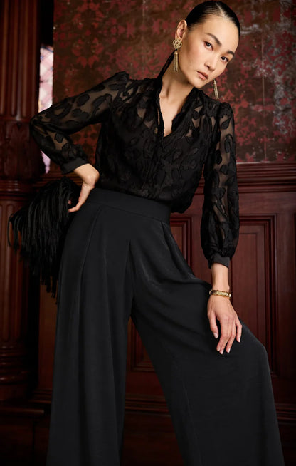 Sacha Drake Luxe Pleated Satin Trouser - Black