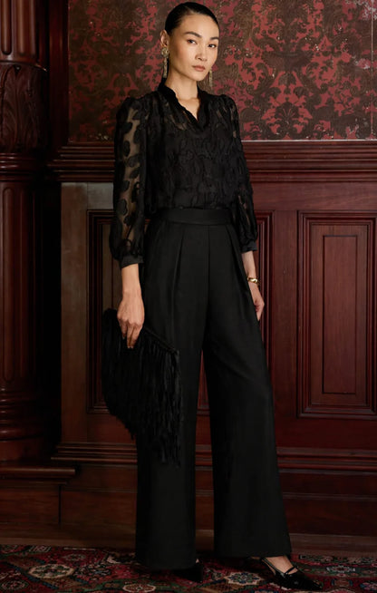 Sacha Drake Luxe Pleated Satin Trouser - Black