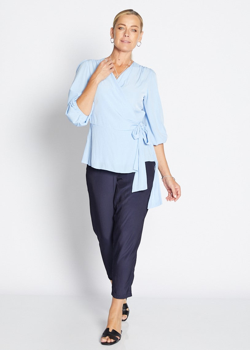 Philosophy Belinda Lustre Wrap Blouse - Blue