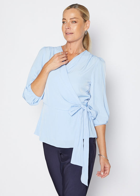 Philosophy Belinda Lustre Wrap Blouse - Blue