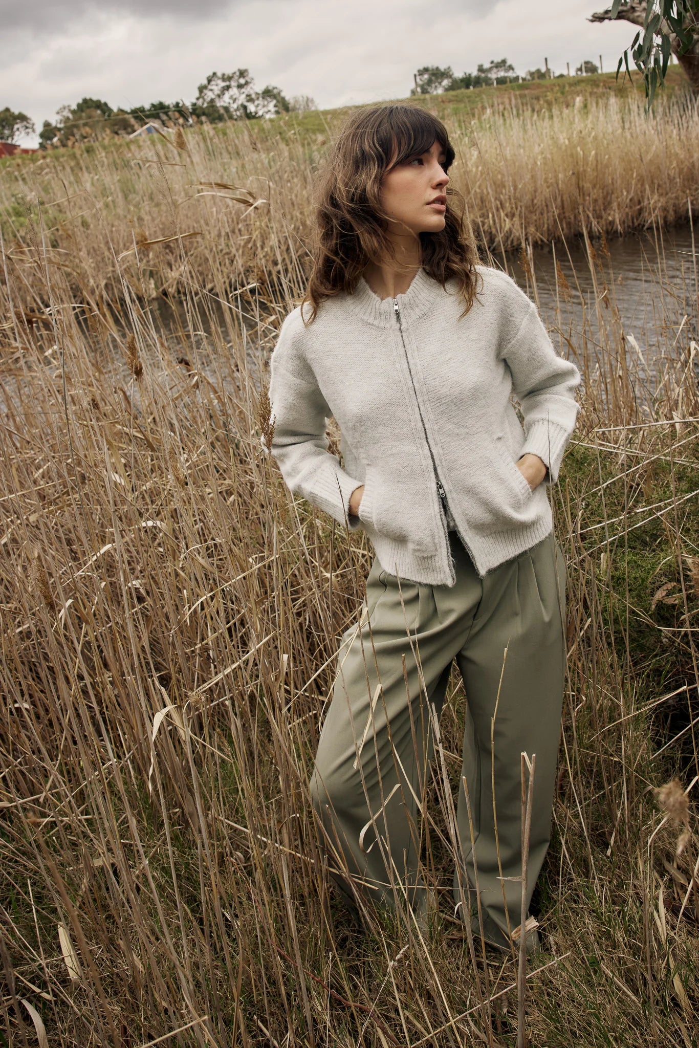 Fate & Becker Lumi Zip Up Jumper - Snow Marle