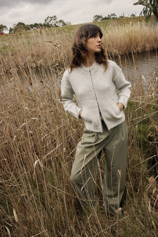 Fate & Becker Lumi Zip Up Jumper - Snow Marle