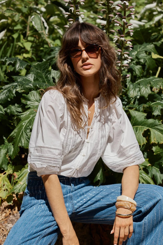 Fate & Becker Freya Lace Trim Blouse - White