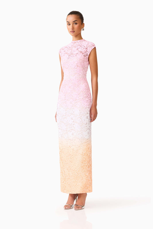 Elliatt Lumira Cap Sleeve Gown - Pink Ombre