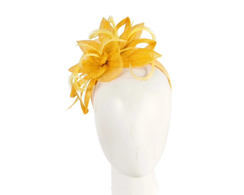 Max Alexander Yellow Sinamay Flower Fascinator