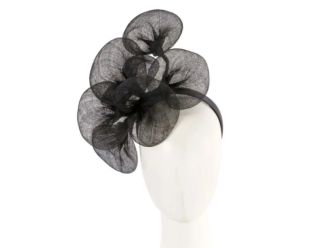 Max Alexander Large Black Sinamay Flower Fascinator