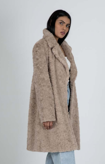 Indijo Milla Faux-Fur Coat - Taupe