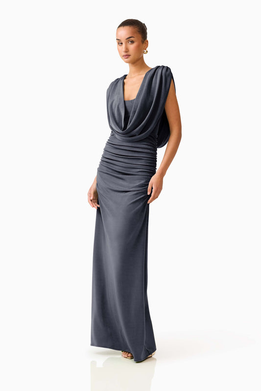 Elliatt Marisol Cowl Neck Gown - Charcoal