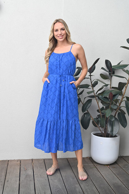 Zelda Cotton Lace Dress - Cobalt Blue