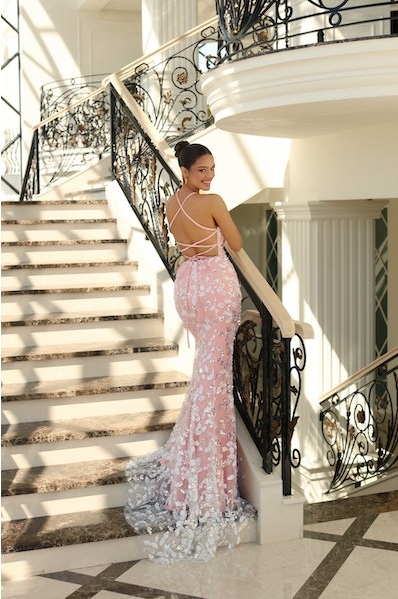 Nicoletta NC1071 Dress - Pink/Ivory