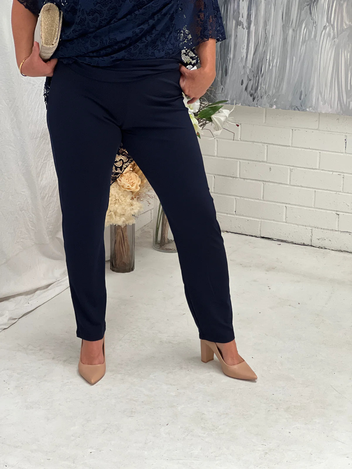 Soft Knit Straight Leg Pant - Navy