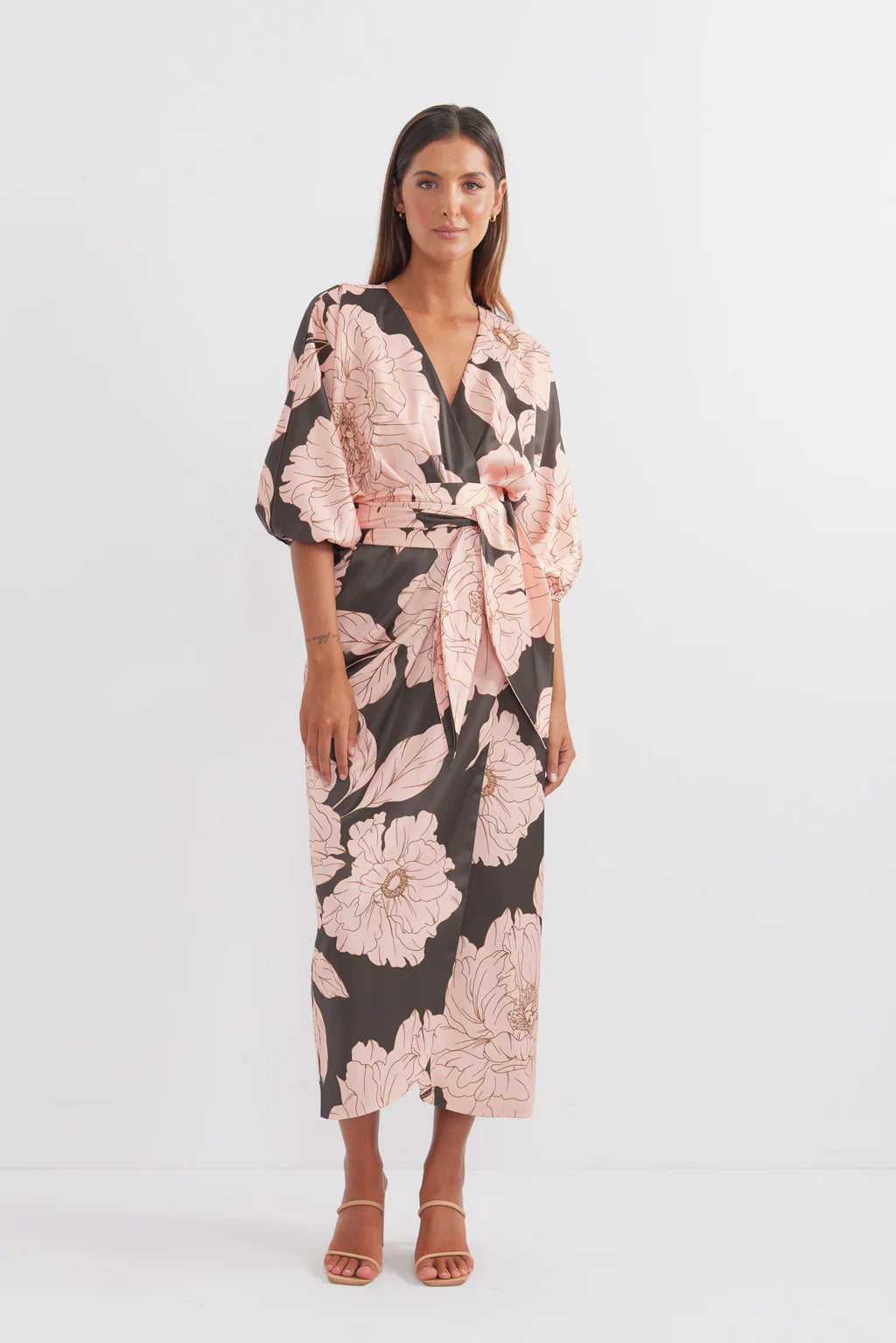 Pasduchas Favourite Satin Floral Wrap Dress