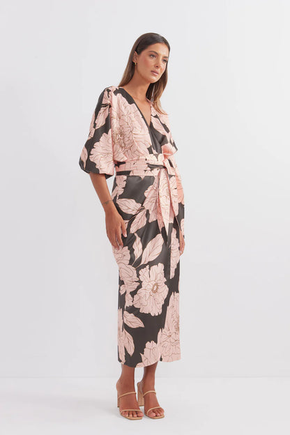 Pasduchas Favourite Satin Floral Wrap Dress