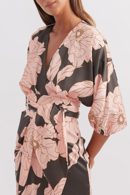 Pasduchas Favourite Satin Floral Wrap Dress