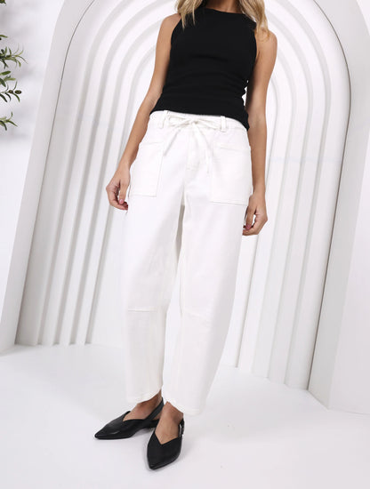 Leo Barrel Jeans - White