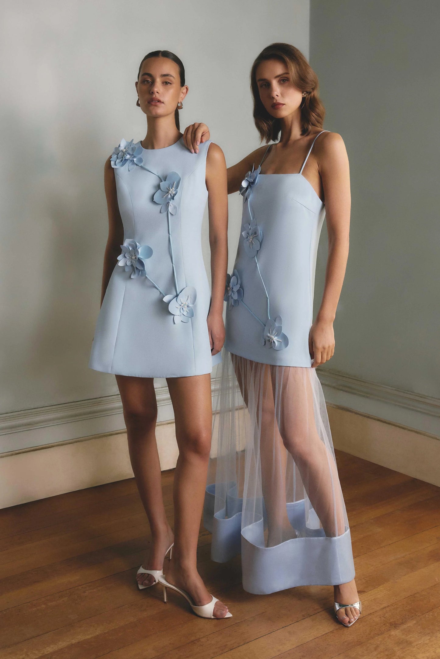 Elliatt Reina 3D Floral Gown - Sky Blue