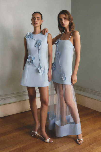 Elliatt Reina 3D Floral Gown - Sky Blue