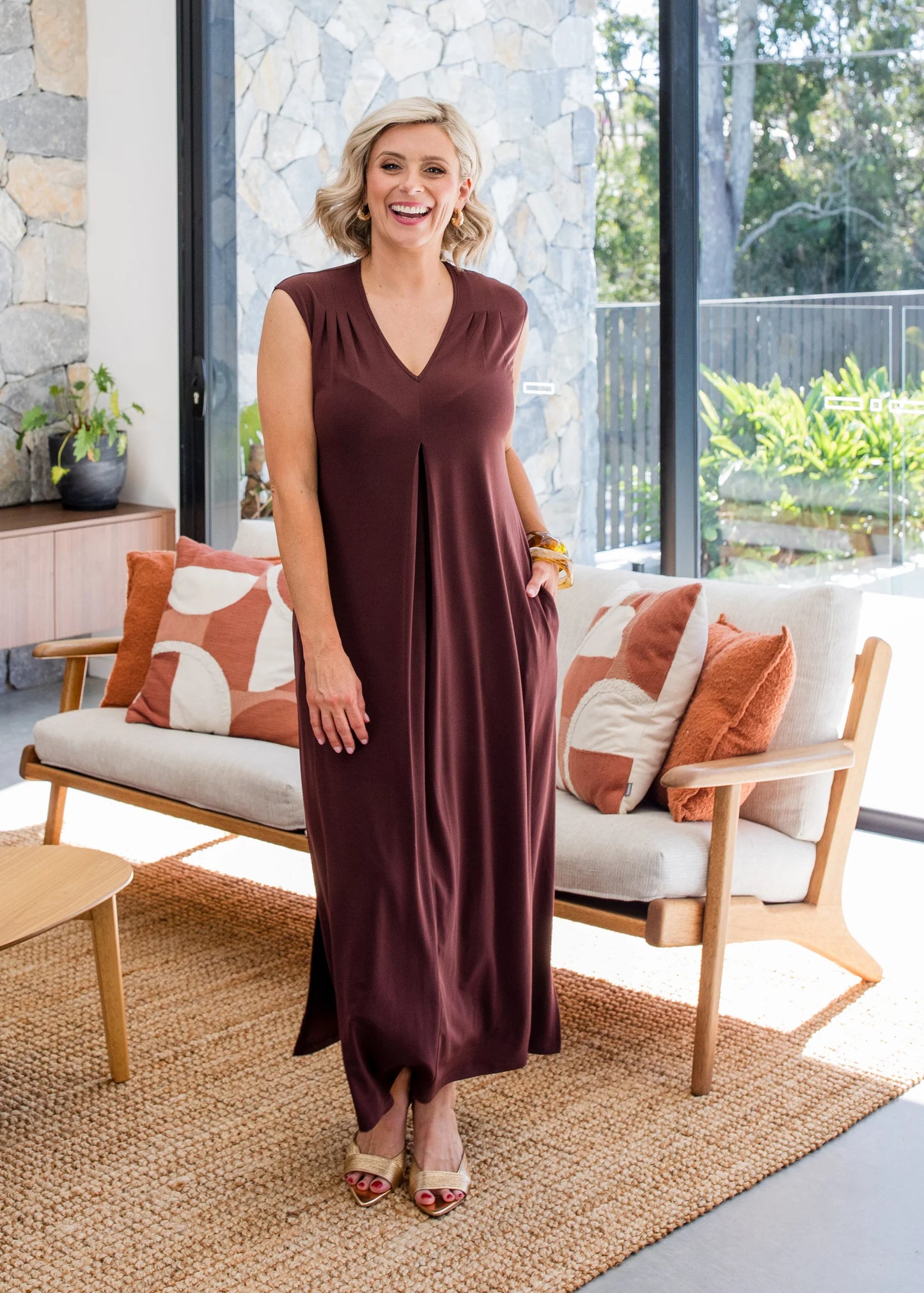 Philosophy Australia Divine V-Neck Maxi Dress - Chocolate