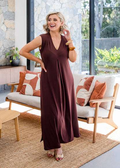 Philosophy Australia Divine V-Neck Maxi Dress - Chocolate