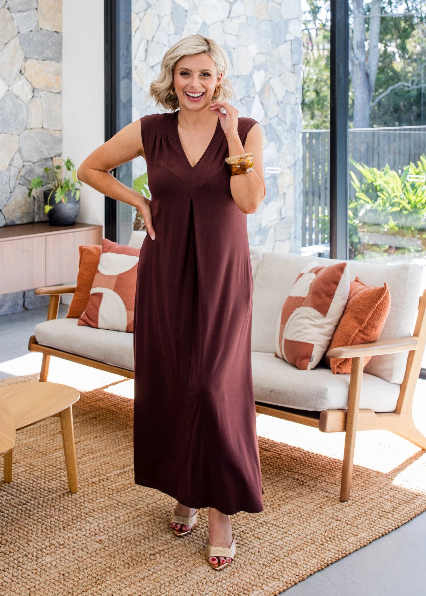 Philosophy Australia Divine V-Neck Maxi Dress - Chocolate