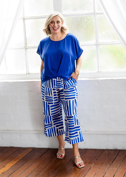 Philosophy Zion Linen Crop Pant - Gazebo Blue