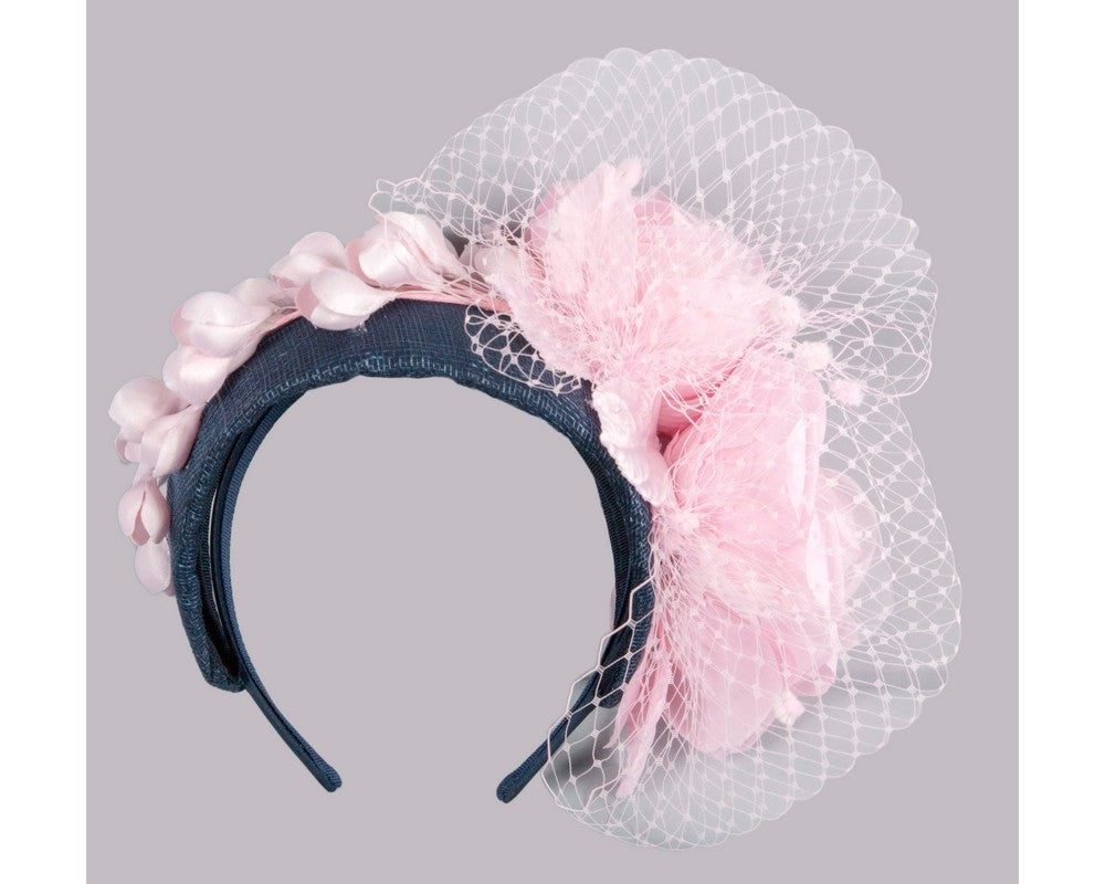 Navy Pink Designers Flower Headband