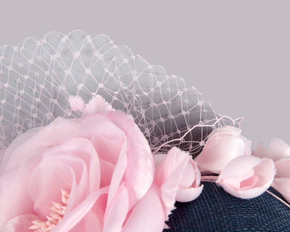 Navy Pink Designers Flower Headband