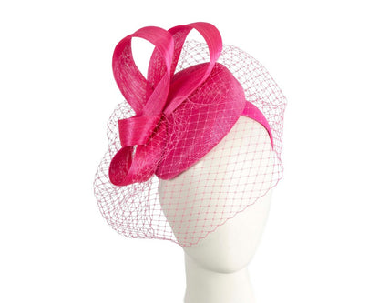 Hot Pink Racing Pillbox with Face Veil