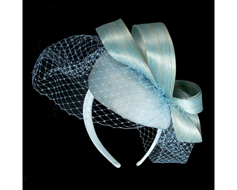 Light blue Racing Pillbox with Face Veil