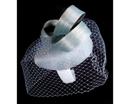 Light blue Racing Pillbox with Face Veil