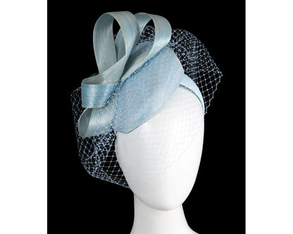 Light blue Racing Pillbox with Face Veil