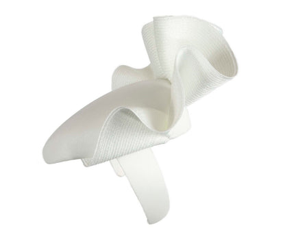 White Faux Leather Fascinator with Sculptural Trim
