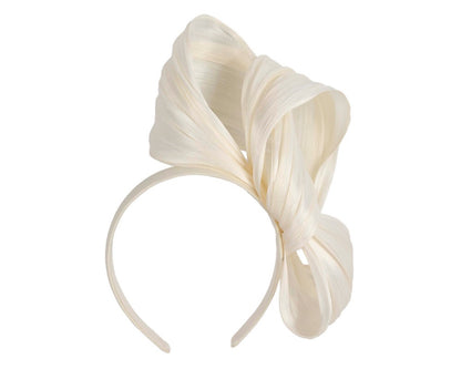 Cream Silk Abaca Fascinator with Sculptural Bow