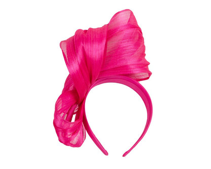 Hot Pink Silk Abaca Fascinator with Sculptural Bow