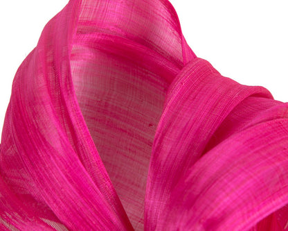 Hot Pink Silk Abaca Fascinator with Sculptural Bow