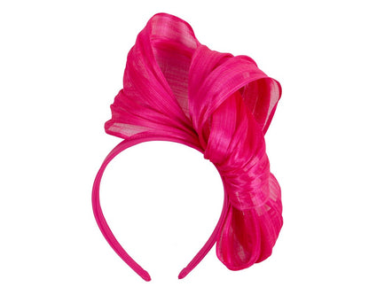 Hot Pink Silk Abaca Fascinator with Sculptural Bow