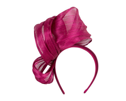 Magenta Silk Abaca Fascinator with Sculptural Bow