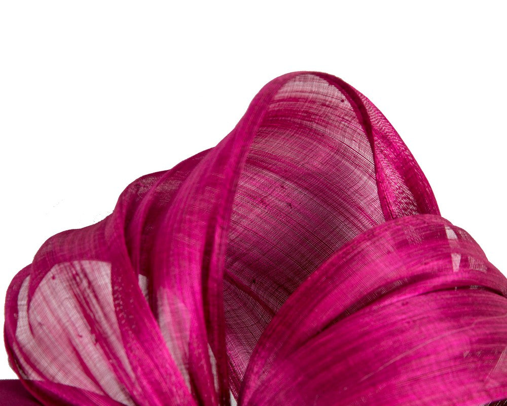 Magenta Silk Abaca Fascinator with Sculptural Bow