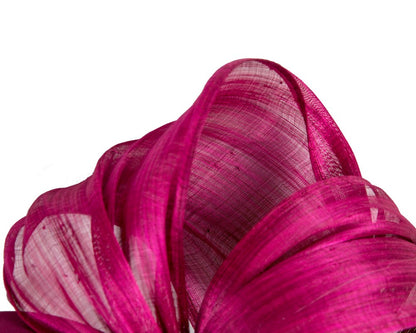 Magenta Silk Abaca Fascinator with Sculptural Bow