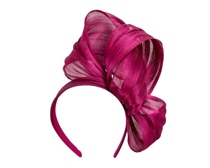 Magenta Silk Abaca Fascinator with Sculptural Bow
