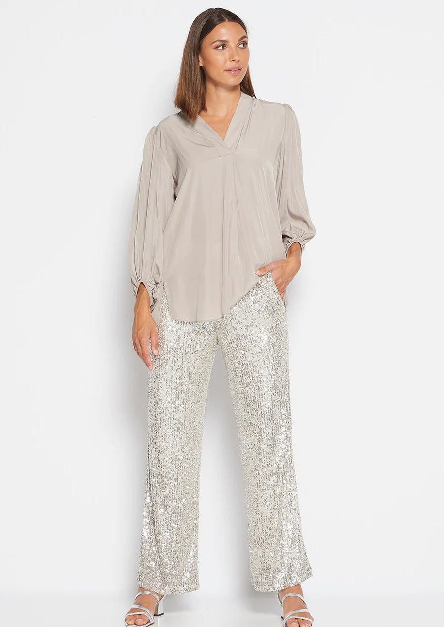 Philosophy Disco Sequin Palatzo Pant - Champagne