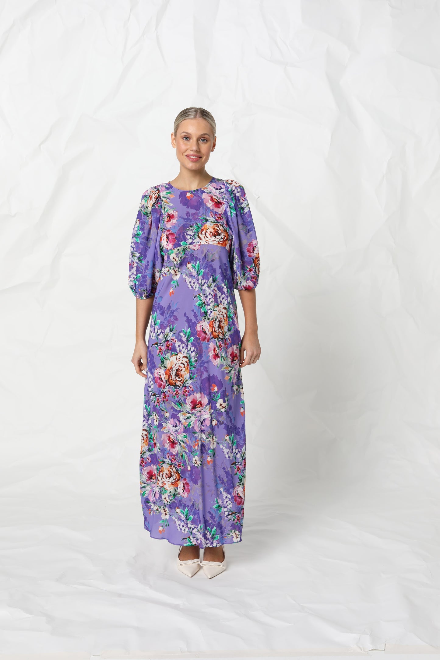 Kachel Angela Dress - Violet Romance Print