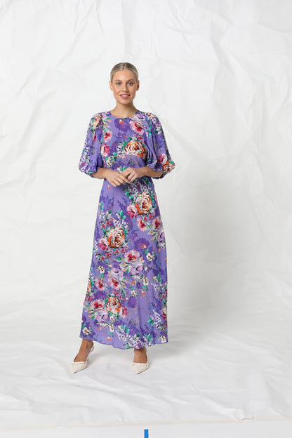 Kachel Angela Dress - Violet Romance Print