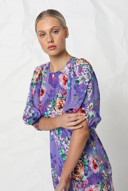 Kachel Angela Dress - Violet Romance Print