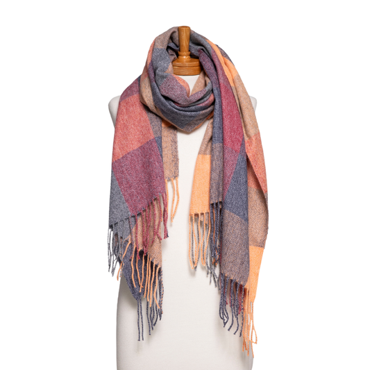 Autumn Checkered Scarf - Orange