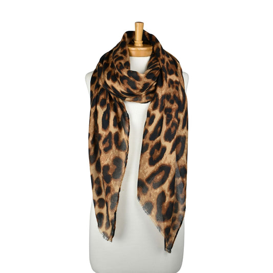 Leopard Print Scarf - Tan