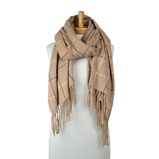 Grid Check Scarf - Brown