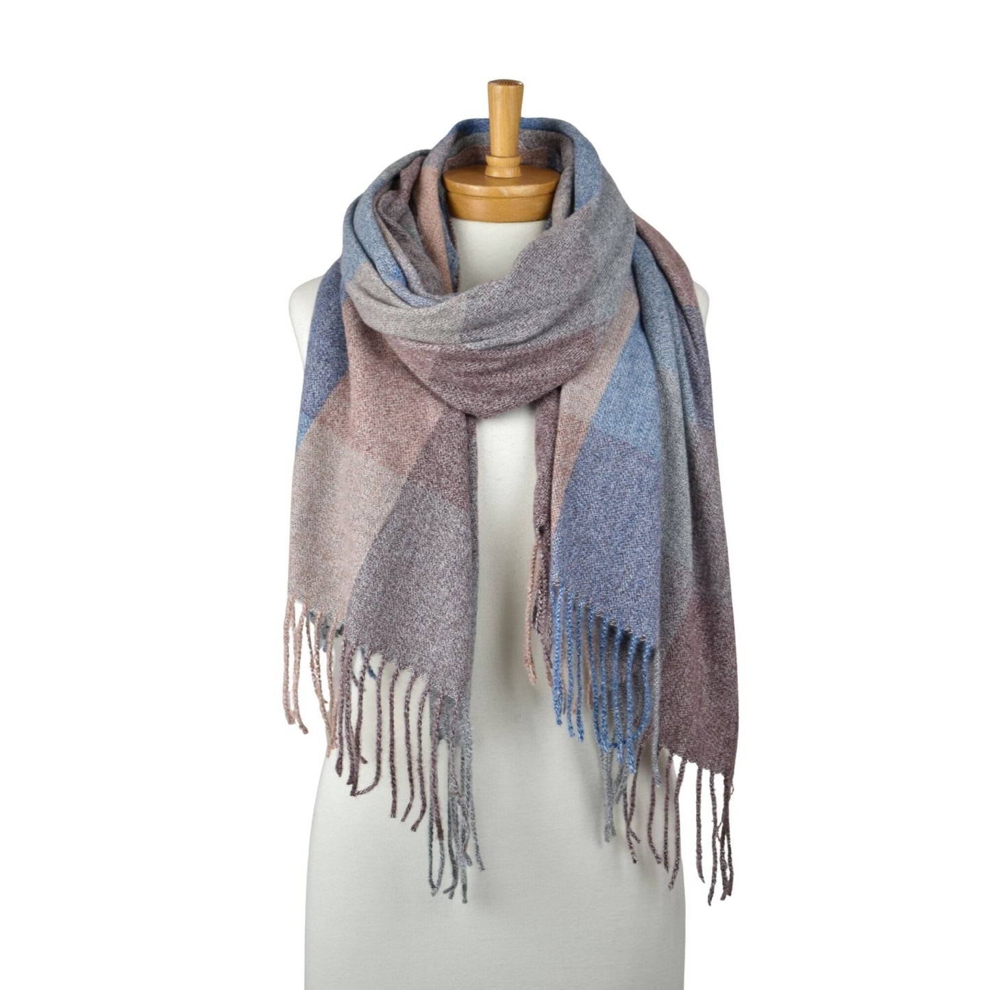 Autumn Checkered Scarf - Dusty Blue